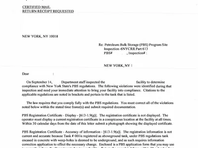 Violations Cleared — EPA — NYFD — DEC — SCDHS — NCDHS — WCDHS